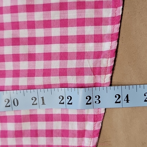 Sugar Rain Size M Pink White Gingham Button Down Long Sleeve Shirt - Picture 10 of 12